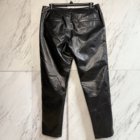 ASOS Slim Vegan Leather Front Lace Up Black Pants SZ 36x32 - Picture 5 of 7